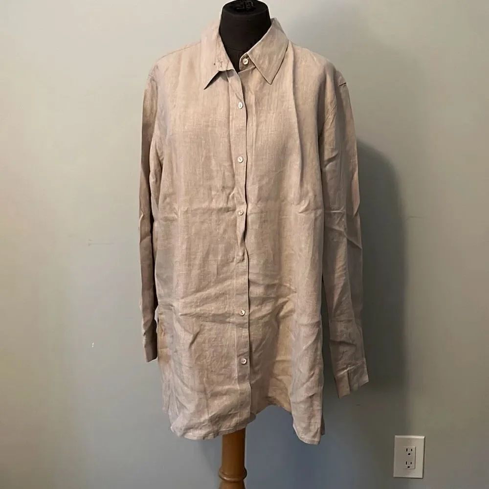 Charter Club Women’s 2X Linen Button Down Shirt